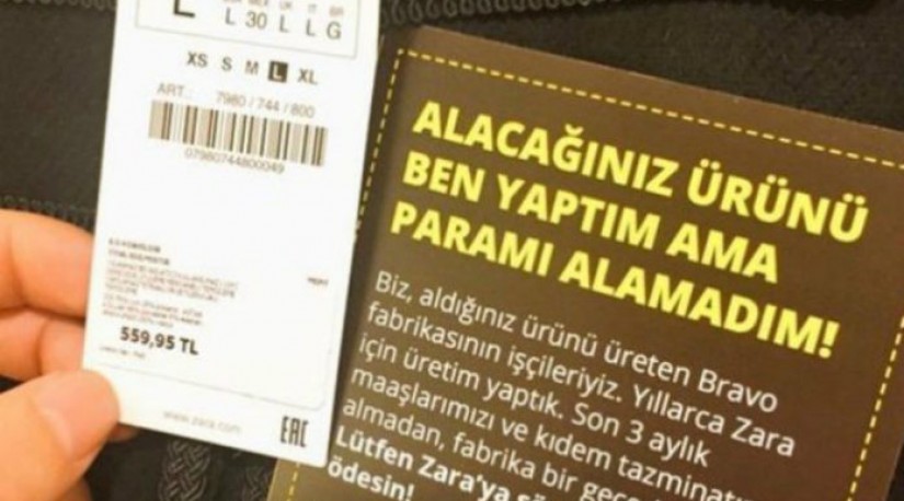 Турция: Швеи Zara пришили записки к одежде с просьбой выплатить им зарплаты